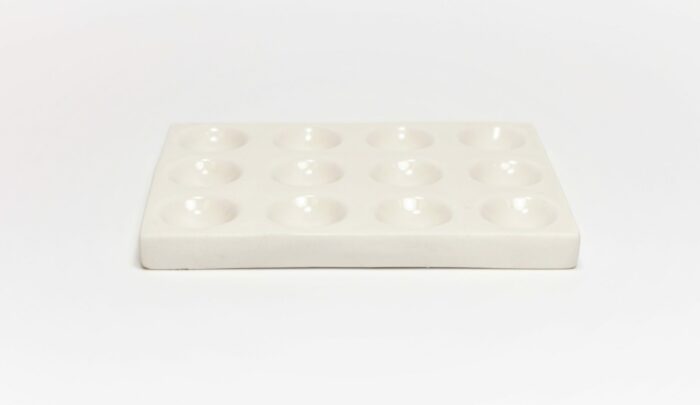 Spot Plate, Glazed Porcelain, White, 12 Wells, 90 mm x 120 mm