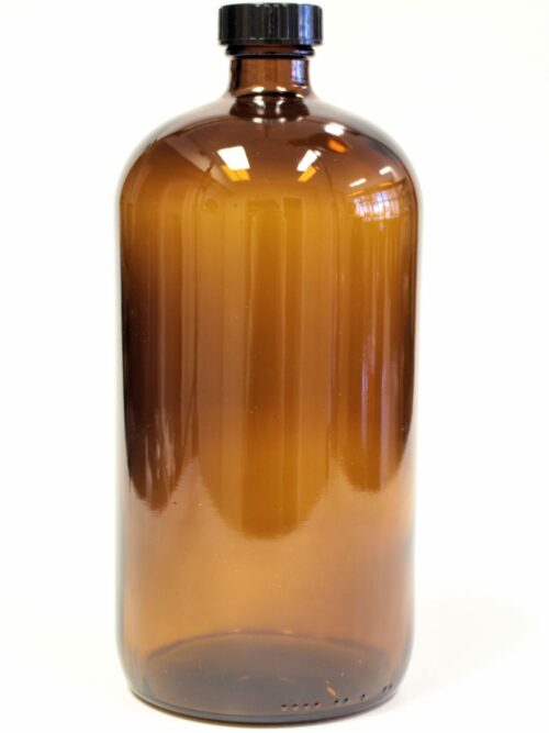 Bottle, Glass, Boston Round, Amber, 1000 ml, Pack of 2