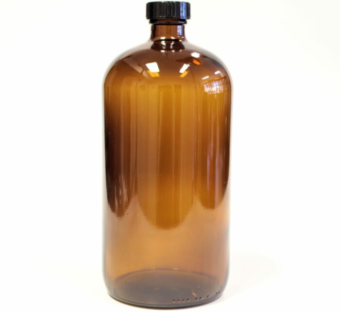 Bottle, Glass, Boston Round, Amber, 1000 ml