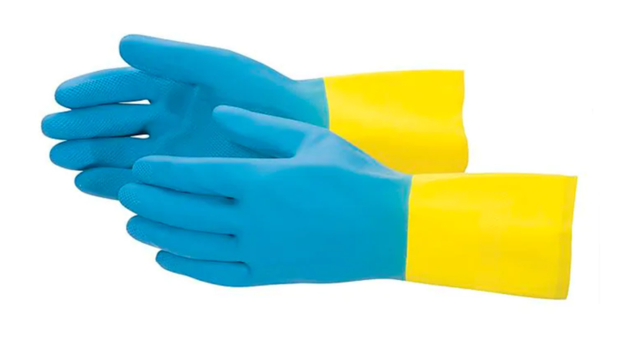 Chemical Resistant Gloves, Neoprene, Coated Latex, Large