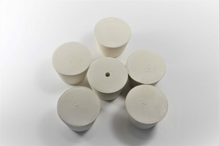 5+1 Rubber Stopper set, Including 5 of #8 and 1 of #8 with 1-Hole Bonus, White, Set of 6