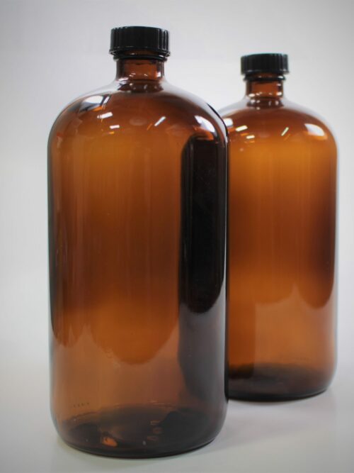 Bottle, Glass, Boston Round, Amber, 1000 ml