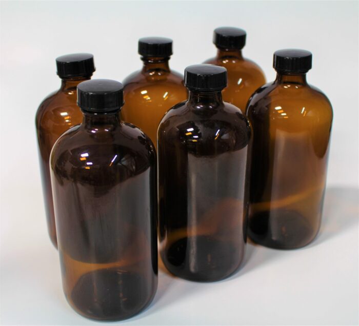 Bottle, Glass, Boston Round, Amber, 500 ml, Pack of 6