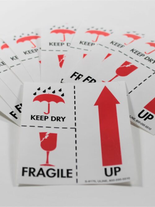 International Safe Handling Labels – “Keep Dry/Fragile/Up”, 3 x 4