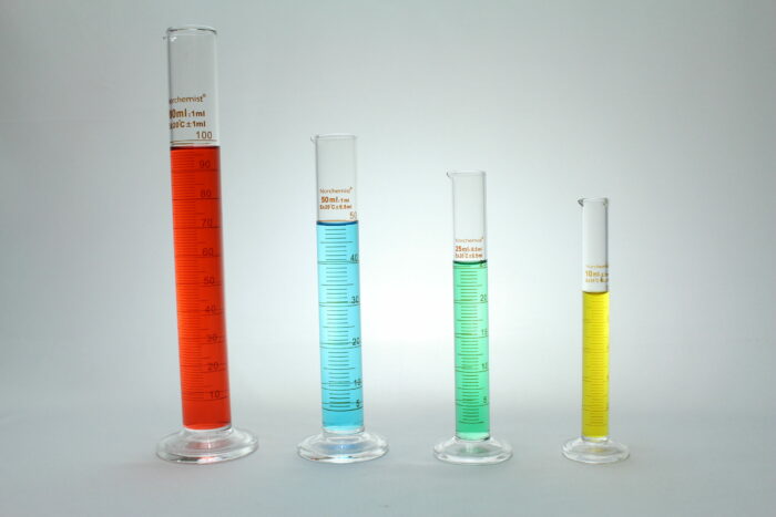 Graduated Cylinder, Borosilicate Glass, Set of 4, Including 10, 25, 50, 100 ml (one of each)