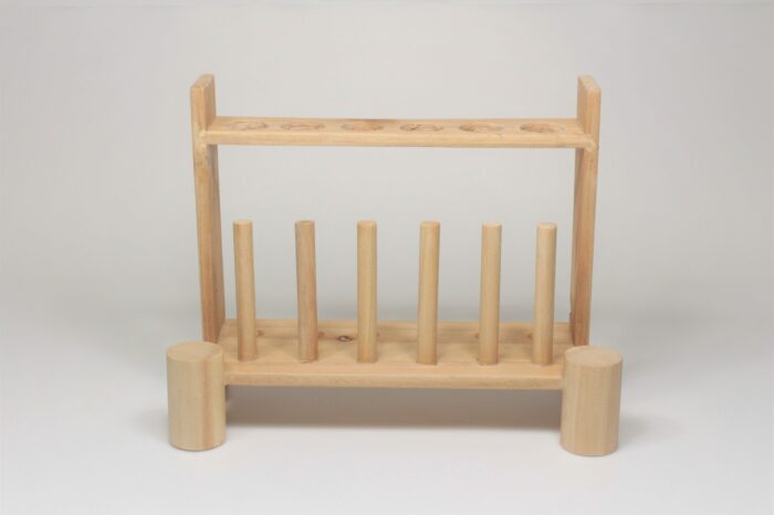Test Tube Rack, Wood, 6×22 mm Holes and 6 Drying Pegs
