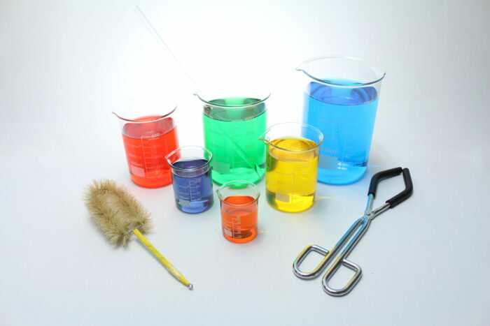 Beaker Set, Borosilicate Glass (including six sizes of beakers, beaker tong, beaker brush and stirring rod)