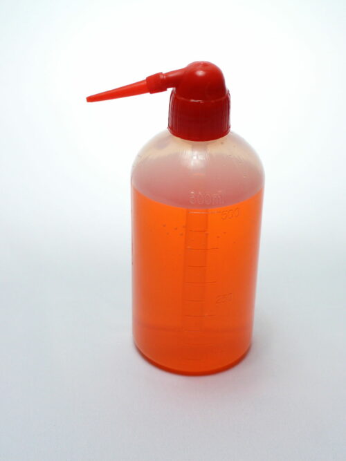 Wash Bottle Set, PE Plastic, Transparent White, One Red Cap & One White Cap, 500 ml, Set of 2