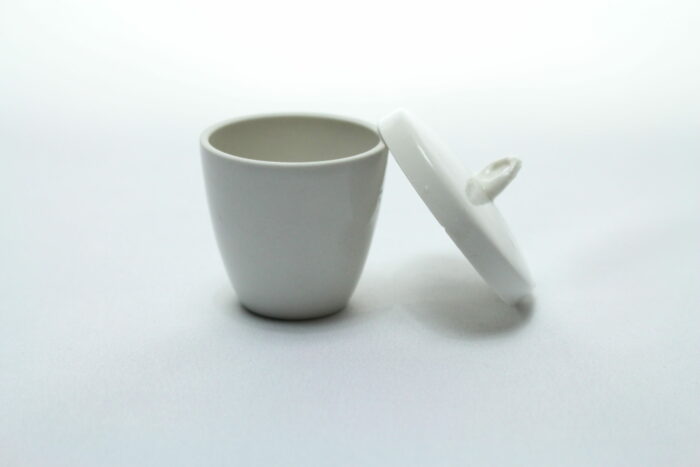 Crucible Set with Lid, Glazed Porcelain, Medium Wall, 25 & 50 ml (one of each), Set of 2