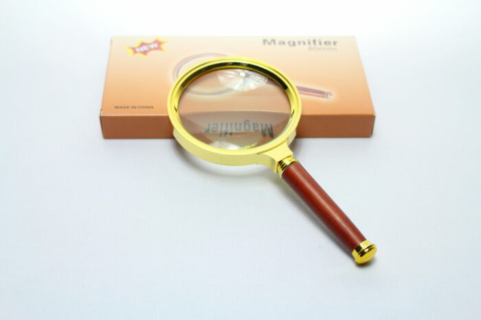 Magnifier, 2x/4x/6x/8x/10x, Glass with Wooden Handle, 80 mm