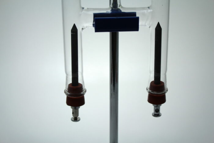 Hoffman Electrolysis Apparatus, with Support Stand & 2 Platinum Electrodes + 2 Carbon Electrodes