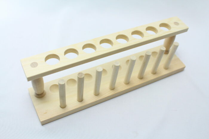 Test Tube Rack, Wood, Eight 22 mm Holes and 8 Drying Pegs