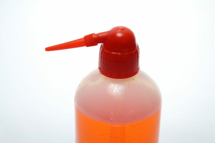 Wash Bottle Set, PE Plastic, Transparent White, One Red Cap & One White Cap, 500 ml, Set of 2