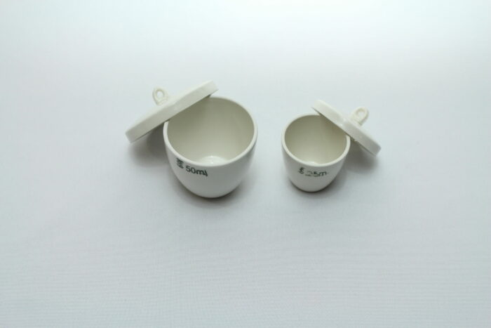Crucible Set with Lid, Glazed Porcelain, Medium Wall, 25 & 50 ml (one of each), Set of 2
