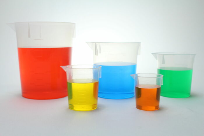 Plastic Beaker Set, Including 50, 100, 250, 500 & 1000 ml (one of each), Set of 5