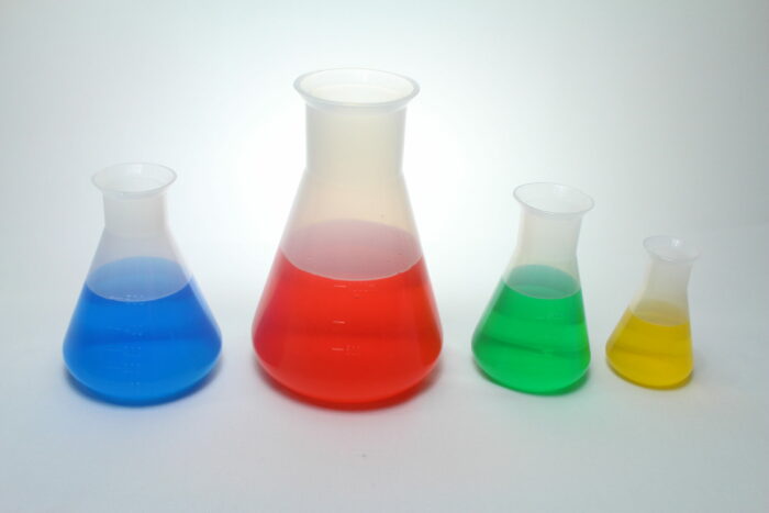 Plastic Erlenmeyer Flask Set (Conical Flask), Including 100, 250, 500 & 1000 (one of each), Set of 4