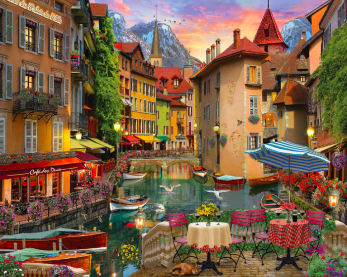 White Mountain Puzzles, Sunset on the Canal, 1000 PCs Jigsaw Puzzle