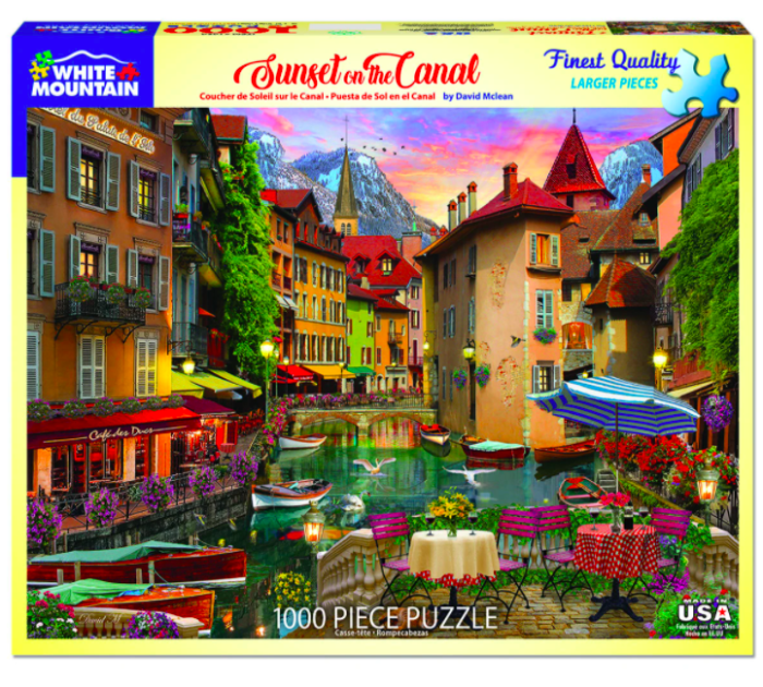White Mountain Puzzles, Sunset on the Canal, 1000 PCs Jigsaw Puzzle