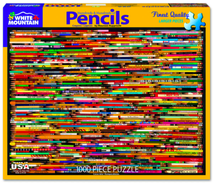White Mountain Puzzles, Pencil Collage, 1000 PCs Jigsaw Puzzle