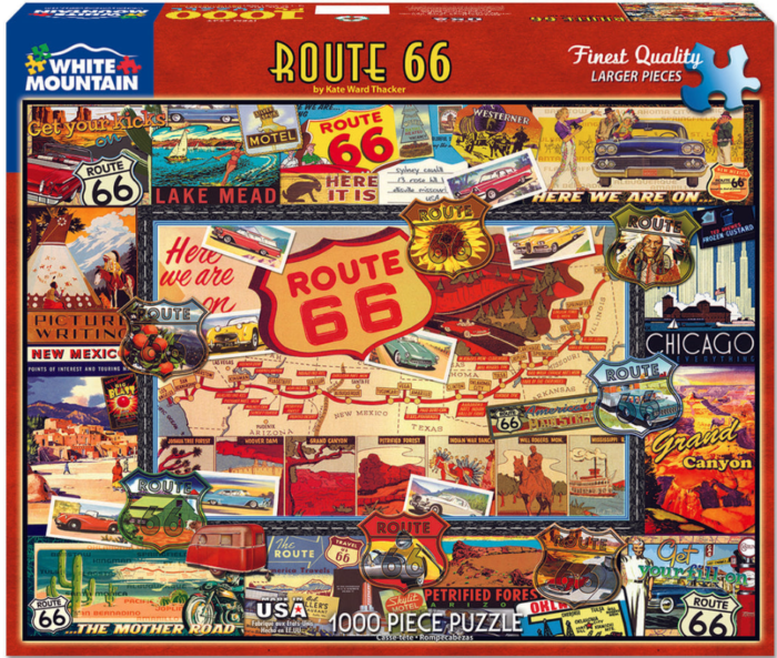 White Mountain Puzzle, Route 66, 1000 Pcs Jigsaw Puzzle