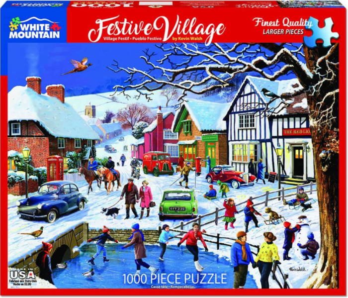White Mountain Puzzle, Festive Village, 1000 Pcs Jigsaw Puzzle