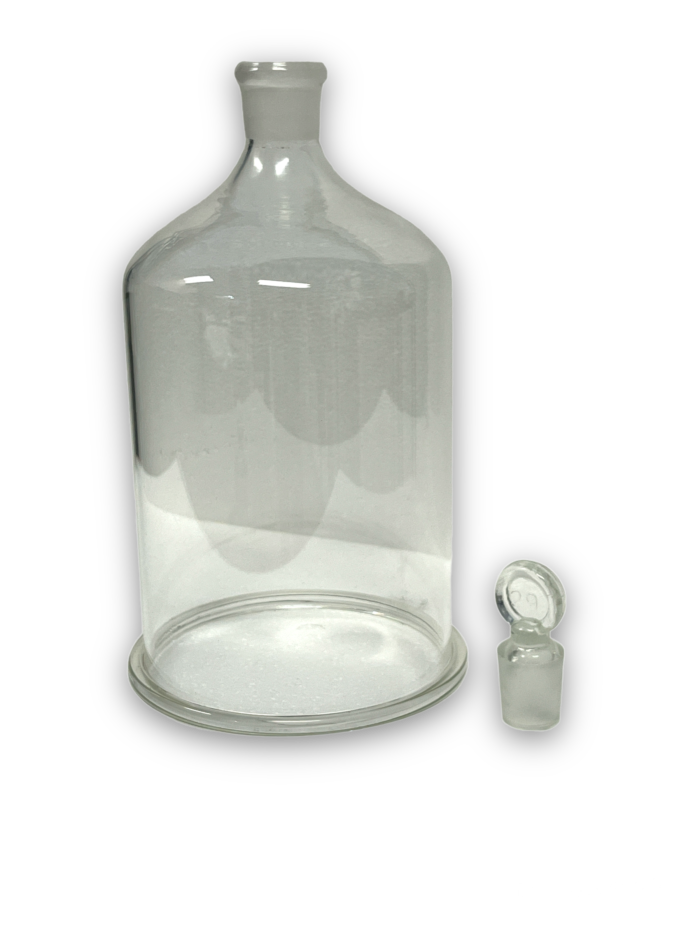 Clear Glass Bell Jar with Ground-in Glass Stopper, 150×250 mm